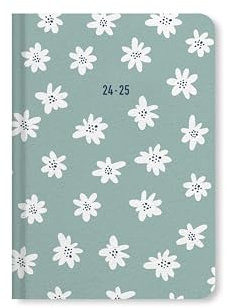 Letts of London Daisies A6 Academic 2024/2025 week to view diary - Mint