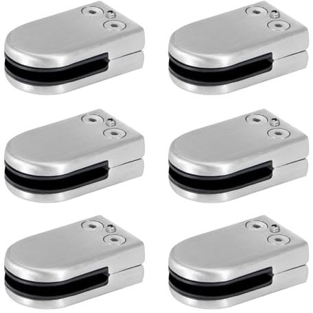 Soarqck Morsetto di Vetro in Acciaio Inossidabile 10-12mm Clip di Vetro Supporto Vetro Regolabile Morsetto in Vetro per Ringhiera Balaustra Corrimano della Scala 6 Pezzi