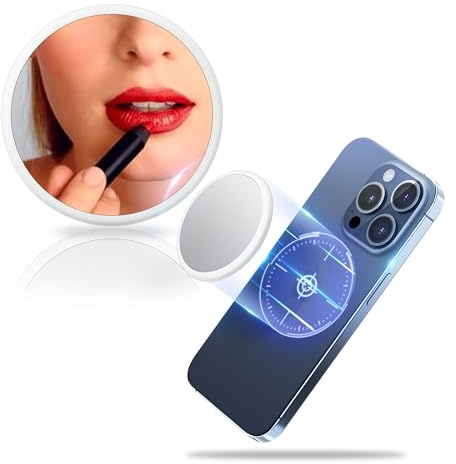 Kiorafoto Magnetischer Handy-Selfie-Planspiegel für iPhone 17 Air, 16, 15, 14, 13, 12 Pro Max Plus für Mag-Safe Handyhülle - Schlanker Make-up-Spiegel für Selfies, Vlogging, Streaming, Weiß