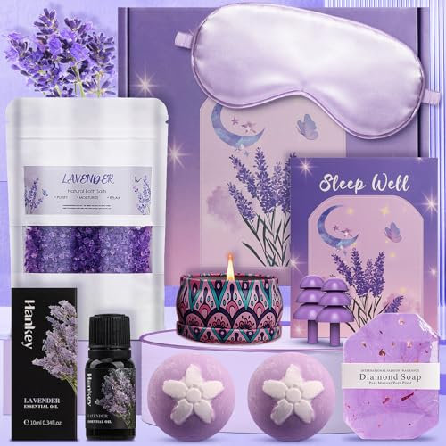 Lavender Pamper Gifts for Women, Bath Self Care Set, Mothers Day Gift , Relax Get Well Soon Gifts for Women, Ideas for Best Friends, Mum, Sister, Ladies