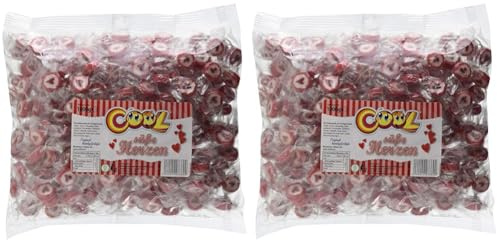 Cool handgefertigte Süße Herzen Bonbons im Beutel, 2er Pack (1 x 1 kg)