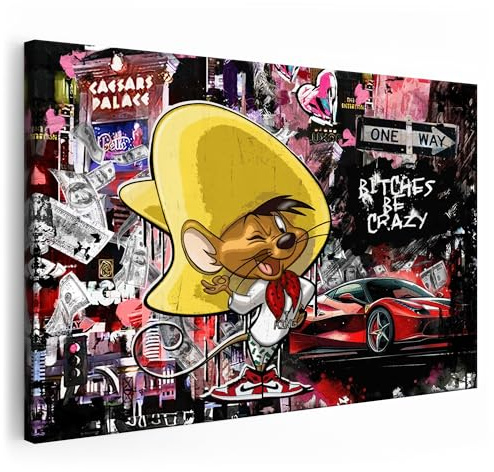 Artmazing | Speedy in Vegas Bild bunt | S-Art Bilder | Speedy in Vegas Bilder Modern | Leinwandbilder XXL Wohnzimmer | Wandbild Speedy in Vegas Deko XXL | Bild Leinwand XXL | buntes Poster für Wand
