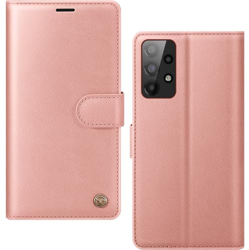 AIMOYU for Samsung Galaxy A53 5G Case, Flip Wallet Leather Phone Case with [4 Card Slots] [Kickstand] [RFID Blocking] Magnetic Protective Shockproof Cover for Samsung A53 Phone Case - Pink