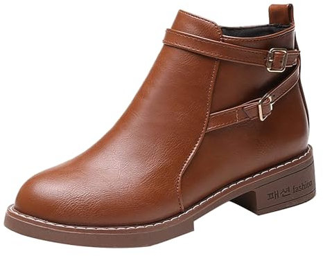 Generico Stivali da Donna Tacco Basso, Stivaletti da Donna Morbidi Eleganti, Stivaletto Impermeabile Boots Morbidi Stivaletti Donna Motociclista Bassi, Chelsea Boots Donna
