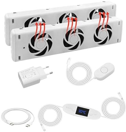 Heizkörperventilator Double Set mit 2x Ventilator – Effizienter Lüfter für Heizkörper | Heizungsventilator zur Heizkostenersparnis | Leiser Heizkörperlüfter für gleichmäßige Wärmeverteilung