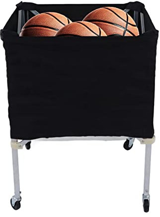 Rolling Sports Ball Storage Cart, 35x26x26in Foldable Rolling Ball Cart with Storage Bag, Aluminum Alloy Portable Tennis Ball Cart for Garages, Playgroup, Gym and Schools