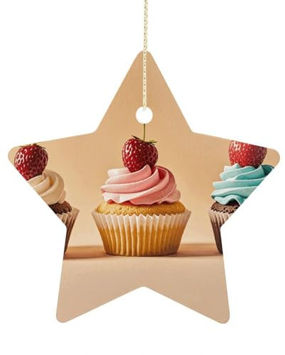 Weihnachtsschmuck Cupcakes Weihnachtsbaum Ornament Weihnachtsstern Ornamente Personalisierte Weihnachtsdekoration Weihnachten Hängende Anhänger für Urlaub Party