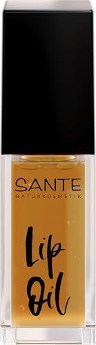 SANTE Naturkosmetik Lip Oil Orange, pflegendes Lippenöl für glänzende und geschmeidige Lippen, mit Rizinusöl und Wachs, 7ml
