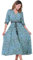 Allegra K Women's Boho Floral Maxi Dress Half Puff Sleeve V Neck Smocked Waist Summer Beach Flowy Dresses Blue XL
