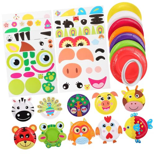 BESTonZON Aufkleber Tiere Aufkleber Kinder 1 Satz Diy Pappteller-aufklebermalerei Diy-pappteller Kunsthandwerk Für Bausatz Bastelset Basteln Für Aufkleber Aus Pappteller Kunstprojekte Für 3-5 Papier