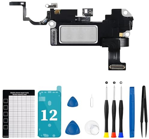 for iPhone 12/12 Pro Earpiece Speaker Replacement Front Speaker Ear Module Light Proximity Sensor with Repair Tools Kits for Model A2172 A2402 A2403 A2404