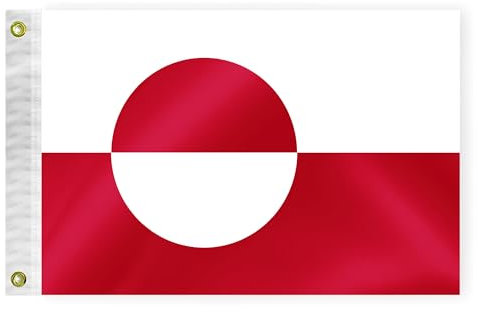 Grönland-Boot-Flagge, 30,5 x 45,7 cm, doppelseitig, 3-lagig, Nylon, kleines Banner für Yacht, Segel, Ponton, ATV, Fahrrad, LKW, Jeep, Motorrad, Auto, mit 2 Messingösen (Grönland, Boot)