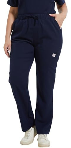 JONATHAN UNIFORM Pflege Arbeitshose Damen 8 Taschen Elastischem Bund Kordelzug, Medizinische Arbeitshosen Cargo für Ärzte Zahnärzte Krankenschwestern Sauberkeit (Marineblau, S)