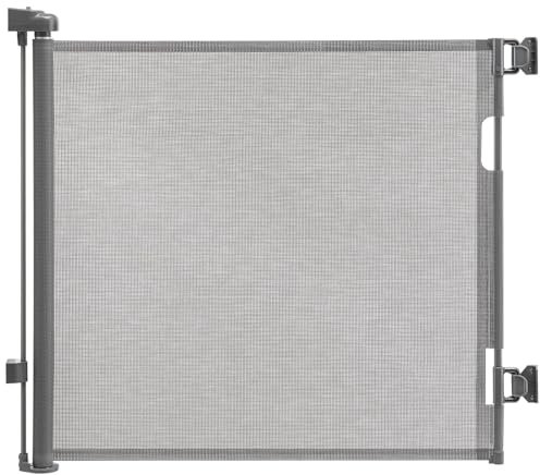 CROWNSHOP Stair Gate, Retractable Stair Gates for Baby and Dogs, Extends up to 59 Wide, 33 Tall One Handed Operation, Baby Gate for Doorways/Hallways, Grey
