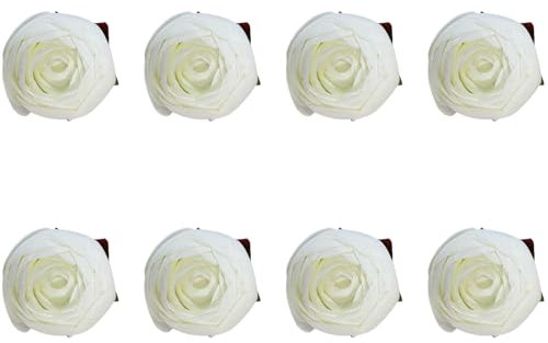 astylishome White Faux Flowers for Cakes Indoors - Artificial Silk Roses for Wedding Party Table Home Kitchen 5915