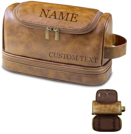 Personalisierte Herren-Kulturtasche–Individuell gravierte Reise- Toilettentasche für Trauzeugen | Ehemänner, Großväter | Weihnachts- oder Geburtstagsgeschenk