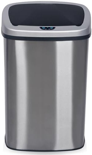 NETTA Kitchen Bin 70L, Large Touch-Free Automatic Motion Sensor Waste Rubbish Bin, Dustbin, Trash Can, Smudge Resistant Brushed Stainless Steel