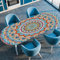 Highdi 3D Mantel Oval con Bordes Elástica, Mantel Mesa Oval Ajustable y Antimanchas Protector de Mesas Oval para Jardín Exterior Comedor Cocina (Mandala 3,91x152cm)