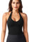 ZAAYO Halter Neckline Tank Top Damen Tiefer V Gepolsterte Crop Top Damen Sommer Basic Sexy Ãrmellose Sommer Oberteile Schwarz L