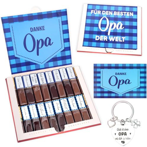 Bester Opa Aufkleber Set Opa Geschenk geburtstag mit vorgedruckten Aufklebern,DankeOpa Abschied + Grußkarte + Schlüsselanhänger Schutzengel (Bester Opa)