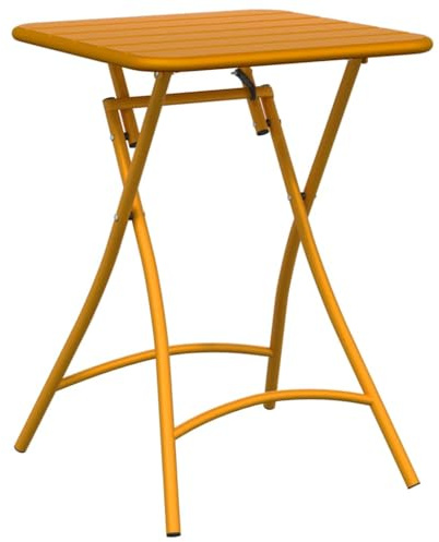 vidaXL Bistrotisch Senf 55 x 55 x 72,5 cm Pulverbeschichteter Stahl, Moderner quadratischer Tisch für die Terrasse, klappbar, kompakte Gartenmöbel, wetterbeständig