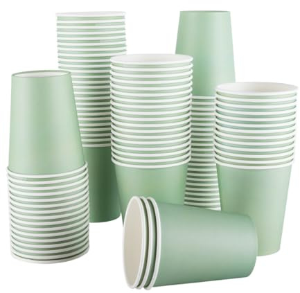 CEILIWEN Salbeigrün Pappbecher für heiße und kalte Getränke, ideal für Brautparty, Hochzeit, Feiern und Veranstaltungen, 250 ml, 100 Stück