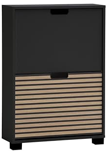 Schildmeyer Schuhschrank Schuhkipper Ryker 160031, Schwarzmatt/Akustikpaneel Optik, 59,8 x 19,5 x 85,2 cm