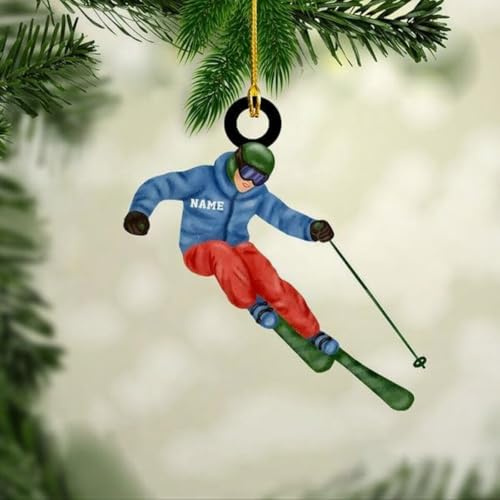 Luckluccy Personalized Skiing Acrylic Ornament,Skier Gift for Xmas 2025,Snow Skiing Ornament,Snowboard Christmas Tree,Winter Sports(SKI 3)
