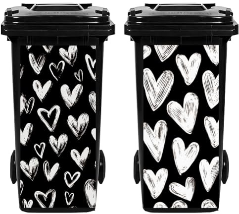 TNKBREEZE 2 Stück Mülltonnenaufkleber Schwarz-weiße Graffiti Liebe Mülltonnen Aufkleber Mülltonnen Sticker Wasserdicht PVC Mülleimer-Dekale Draußen für Wanddekoration Kühlschrank Tür Mülleimer