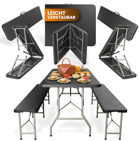 Ensemble de tente à bière pliable 3 pièces - Table et 2 bancs - Charge maximale : 500 kg