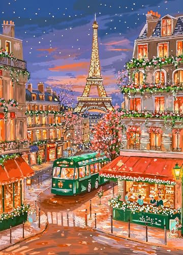 Paris Night 500 Piece Jigsaw Puzzles for Adults | Large Poster Included, Dust-Free, Finished Size 49×35cm, No Back Letters Hints, Family Indoor Activity