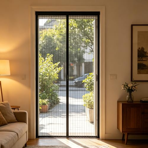 Zanzariera Magnetica Porta 177 x 245 cm Protezione Dalle Zanzare, Easy to Install, Autoadesiva Traspirante Zanzariera Porta Finestra per Finestra Balcone Soggiorno, Nero