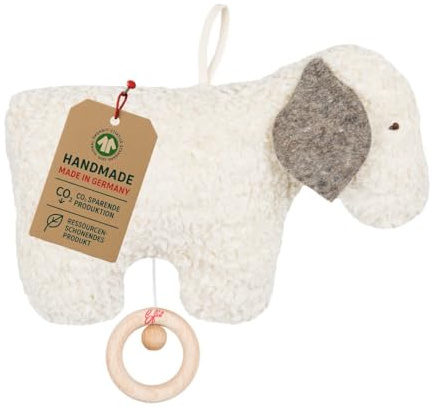 Efie Bio - Spieluhr Schäfchen, kontrolliert biologischer Anbau (organic), Made in Germany, GOTS zertifiziert, nachhaltig, Melodie (Weißt du wie viele Sternlein stehen)
