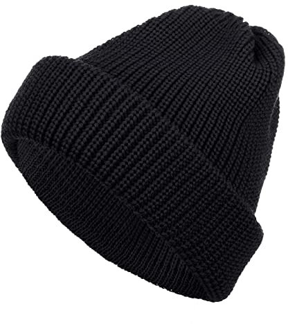 tomBrook Mütze Rollmütze Wollmütze Strickmütze Winter Unisex - Beanie Wolle Wintermütze für Damen und Herren aus 100% Schurwolle in Schwarz