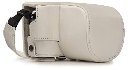 MegaGear MG1455 Olympus PEN E-PL9 (14-42mm) Ever Ready Leder Kamera-Case mit Trageriemen - Weiß