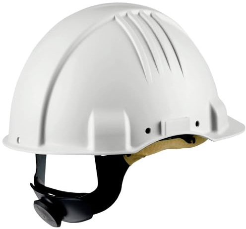 3M G3501MW High Heat Helmet, Ratchet, Dielectric Leather Sweatband, 440V, 53 cm-62 cm, White