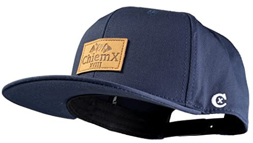 ChiemX Unisex Baseball Snapback Cap mit Lederpatch und Schirm Gerade Navy-Blau Unisize