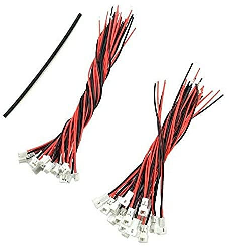 YUNIQUE GREEN-CLEAN-POWER - Set mit 40 JST 1,25mm Anschlüssen, 20x Männlich/Weiblich, Kabel 80/100mm für Modellbau/LEDs, Geeignet für Batterien und Modellbauverbindungen, Rot