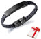 Schwarz Armband Herren Geflochten Leder für Männer Jugendliche Jungen Junge Jungs,Cool Edelstahl Weben Armbänder Armreif schmuck Geschenk für Teenager Lieblingsmensch Weihnachten Geburtstag (21cm)