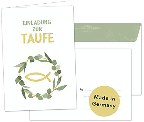 Decento® Einladung Taufe - 8 Klappkarten mit Umschlag - Taufeinladungen für Jungen und Mädchen - Einladungskarten zum Ausfüllen und Beschriften