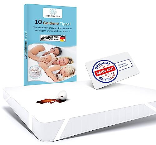Rosenkern® Matratzenschoner 140x200cm - [Made in Germany] - Inkontinenzunterlage Waschbar - [Kuschelige Molton Matratzenauflage] - Matrazenschoner140/200 - Nässeschutz 140x200 Wasserdicht