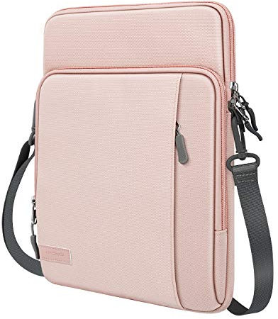 MoKo Custodia Compatibile con iPad PRO 12.9 M2 2022, Galaxy Tab S8+ 12.4, iPad PRO 12.9 2021/2020/2018, Surface Go 12.4, Borsa Grande in Poliestere con Tasca, Rosa