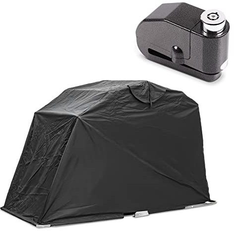 Garaje Plegable XL Set + Antirrobo de Disco con Alarma Moto Motoguard Universal