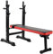 Ultrasport Unisex – Erwachsene Hantelbank mit Ablage, mit Dip-Barren-Vorrichtung, Schwarz/Rot, 110x55x117 cm