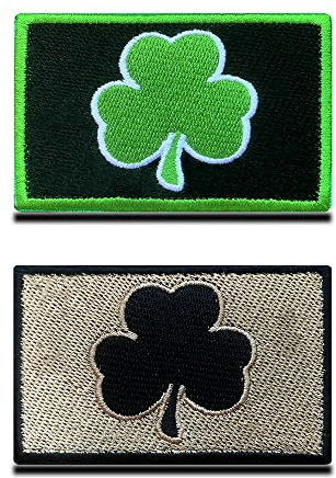 2 St.Irisch Klee Emblem Glückliches Shamrock Bestickter Aufnäher Gestickt Abzeichen Applikationen für Kleidung Taschen Rucksack Uniform Weste Hundegeschirr Militär Taktisch