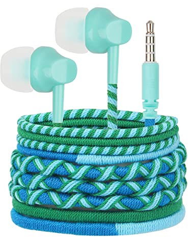 URIZONS Colorido Auriculares con Cable – de 3,5 mm Trenzado Auriculares con Cable con micrófono de Alta definición sin enredos de Sonido para niños y niñas de Regreso a la Escuela