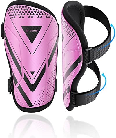 Parastinchi Bambini Calcio Certificato CE Airsfish Parastinchi Leggeri, Durevoli, Antiscivolo Con Cinghie Regolabili, Parastinchi Ad Alta Resistenza Calcio, Per Ragazzi E Ragazze Rosa