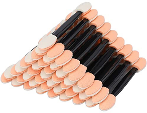 G2PLUS 50PCS Sponge Eyeshadow Applicators - Disposable Eyeshadow Applicators - Beige Eye Shadows Sponge Brushes - Eye Makeup Applicators for Nails and Eyeshadow Makeup