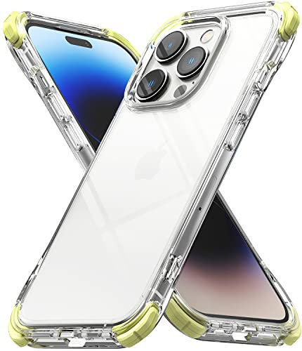 Ringke Fusion Plus with DIY Silicone Bumper Compatible with iPhone 14 Pro Max 6.7-Inch Case, Transparent Shockproof Flexible TPU Soft Bumper Hard Back Cover - Lime Glow