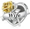 LANBEIDE Sterling Silver Wife Charms, Openwork Love Heart Gold Rose Wife Beads for Pandora Bracelet Necklace Present for Women